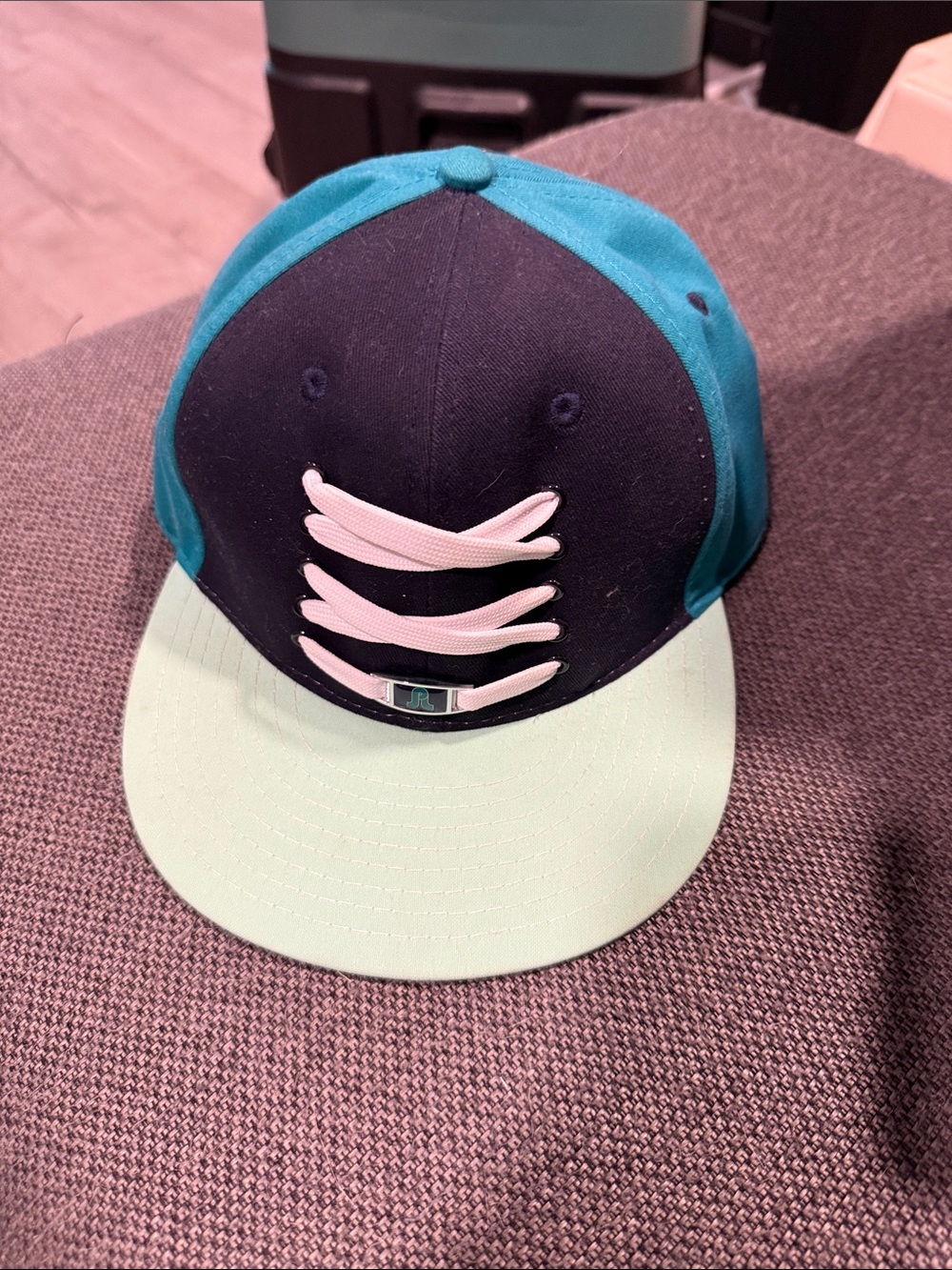 Men's Teal and Black Lace-Accent Snapback Hat